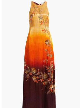 NEW Sani Beaded Satin Gown Ombre Size M #LD411